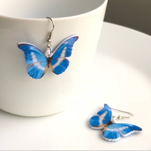 Jewelry - NEW Acrylic Morpho Helena Butterfly Earrings
